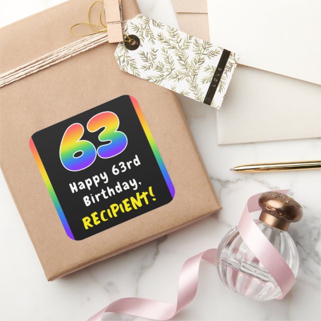 Sticker Carré 63e anniversaire : Rainbow Spectrum # 63, Nom pers (Cadeaux)