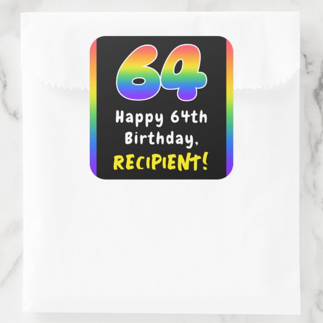 Sticker Carré 64e anniversaire : Rainbow Spectrum # 64, Nom pers (Sac)