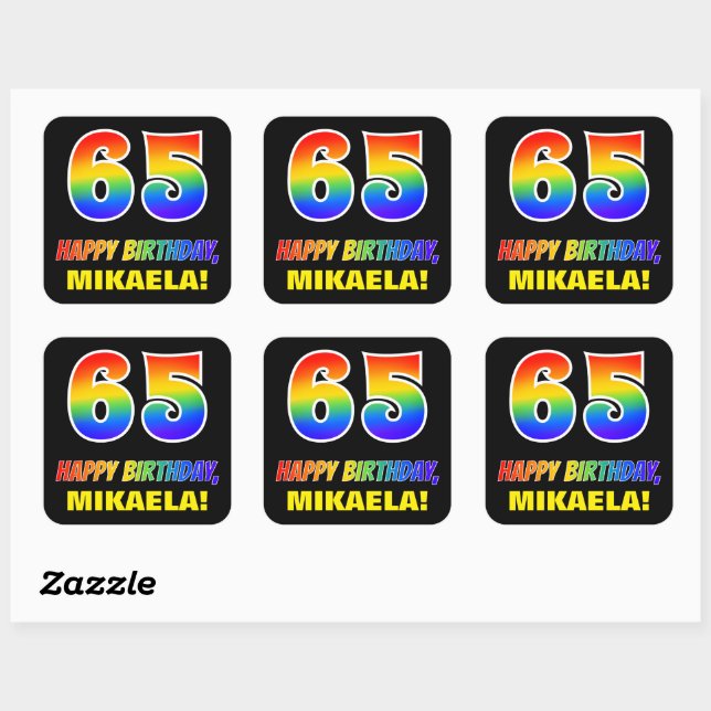 Sticker Carré 65e anniversaire : audacieux, amusant, simple, arc (Feuille)