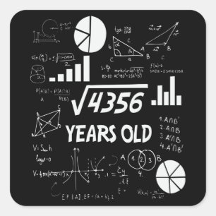 Sticker Carré 66 ans Enseignant des mathématiques Anniversaires