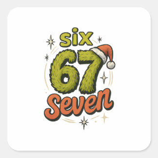Sticker Carré 67, 6-7 mème, 6 7 drôle, 67 Noël