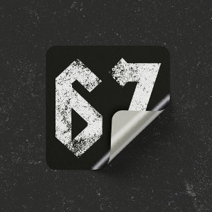 Sticker Carré 67 Mème amusant Six Sept Gen Alpha
