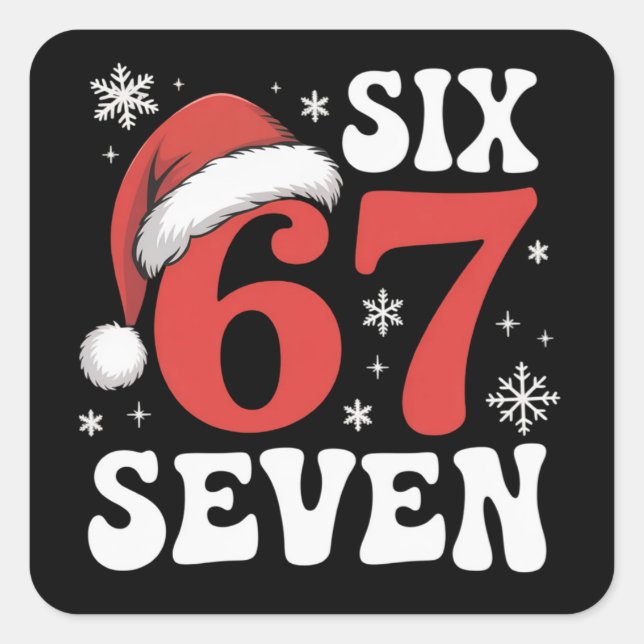 Sticker Carré 67 Santa Hat Christmas Six Seven Funny Sayings (Devant)