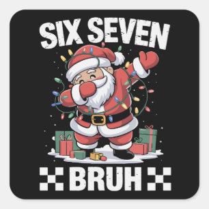 Sticker Carré 67 Six Seven Burh Drôle de Noël 6 7 Meme 