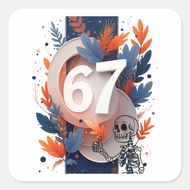 Sticker Carré 67 Skeleton Hand Halloween (Devant)
