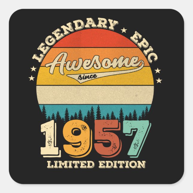 Sticker Carré 68 Ans Anniversaire 1957 Magnifique 68e anniversai (Devant)