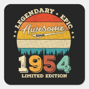 Sticker Carré 68 Ans Awesome depuis 1954 68e Anniversaire Cadeau