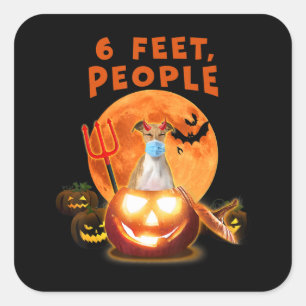 Sticker Carré 6 Pieds, Gens Chien Grise Italien Avec Masque