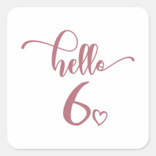 Sticker Carré 6e anniversaire Filles Hello Six mignons Enfants d