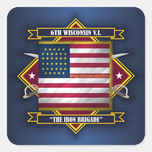 Sticker Carré 6e Infanterie volontaire du Wisconsin (Devant)