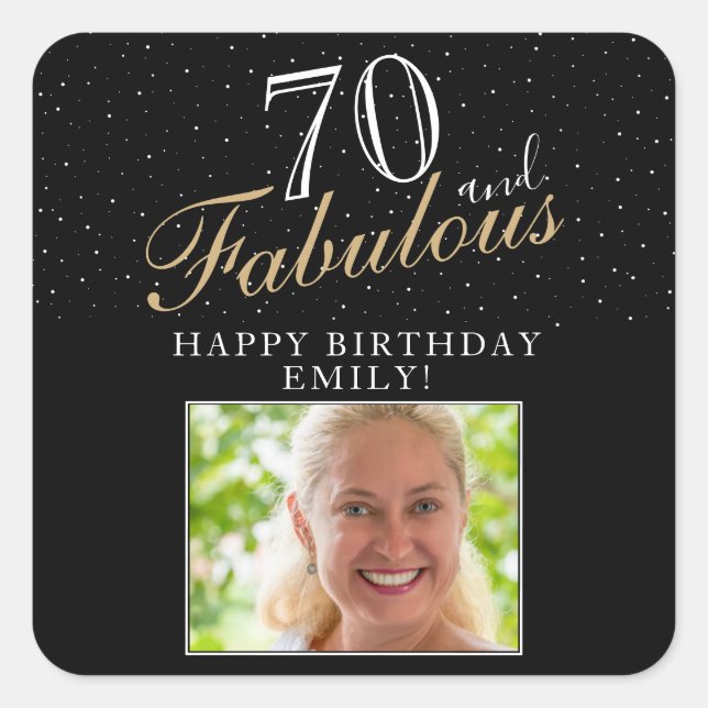 Sticker Carré 70 et Fabulous Elegant Black Photo 70e anniversair (Devant)