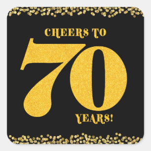 Sticker Carré 70e anniversaire Cheers to 70 ans Parties scintill