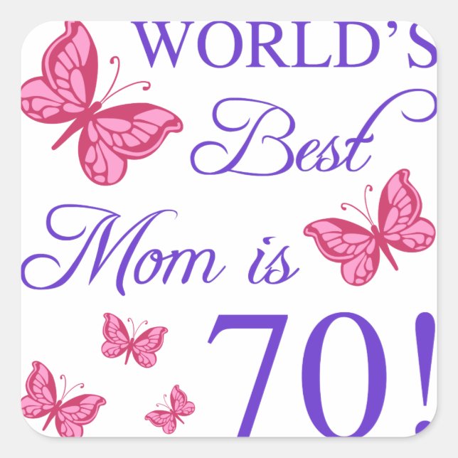 Sticker Carré 70e anniversaire pour maman (Devant)
