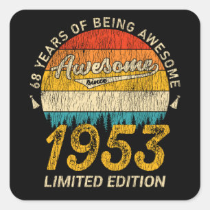 Sticker Carré 72 ans 1953 Retro Awesome 72e anniversaire Cadeau
