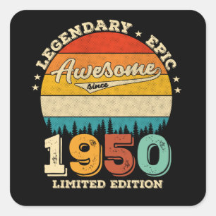 Sticker Carré 72 Ans Awesome depuis 1950 72e Anniversaire Cadeau