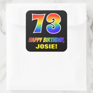 Sticker Carré 73e anniversaire : Gras, amusant, simple, Rainbow 