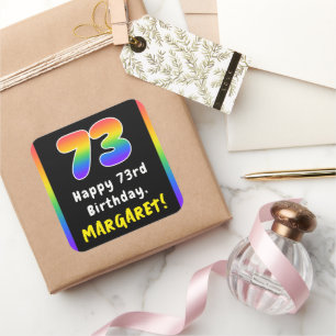 Sticker Carré 73e anniversaire : Rainbow Spectrum # 73, Nom pers