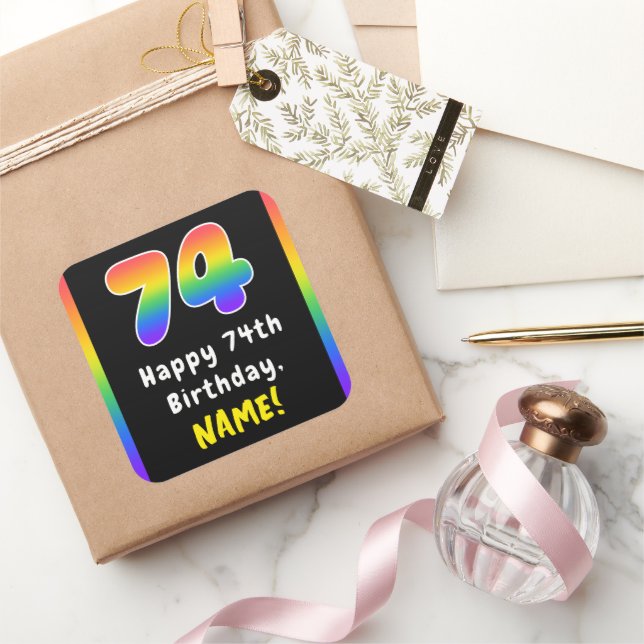 Sticker Carré 74e anniversaire : Rainbow Spectrum # 74, Nom pers (Cadeaux)