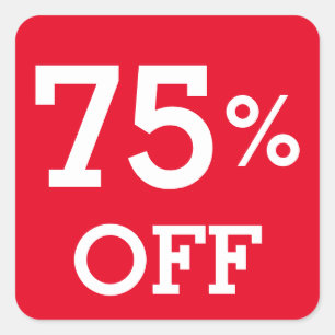 Sticker Carré 75% Soixante-quinze pour cent de réduction vente r
