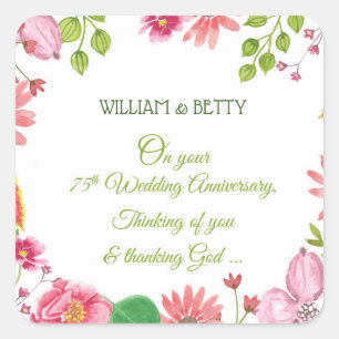 Sticker Carré 75e anniversaire du Mariage religieux