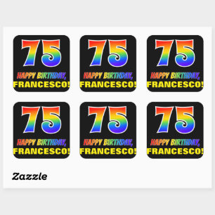 Sticker Carré 75e anniversaire : Gras, amusant, simple, Rainbow 