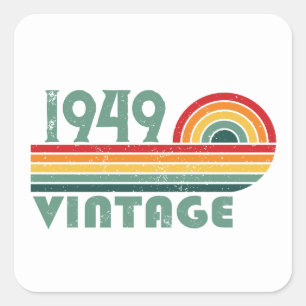 Sticker Carré 75e anniversaire vintage personnalisé
