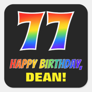 Sticker Carré 77e anniversaire : audacieux, amusant, simple, arc