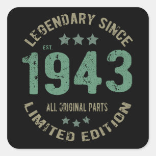 Sticker Carré 78 ans Légende Anniversaire 78e anniversaire