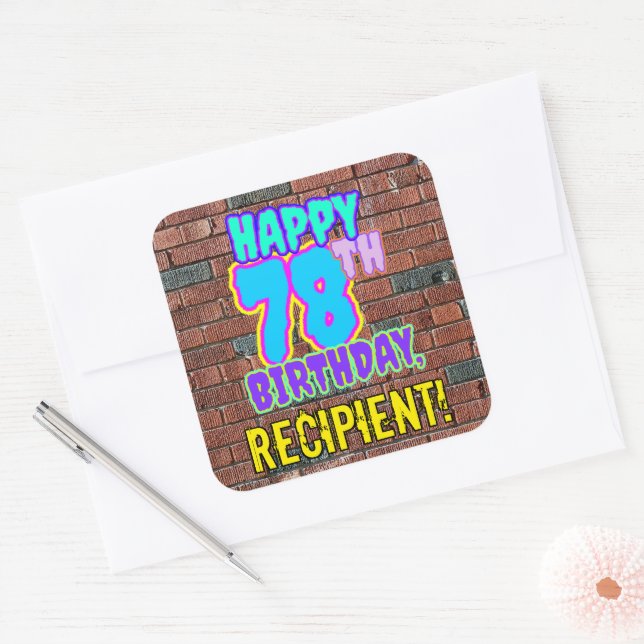 Sticker Carré 78e anniversaire - Amusant, Graffiti urbain inspir (Enveloppe)