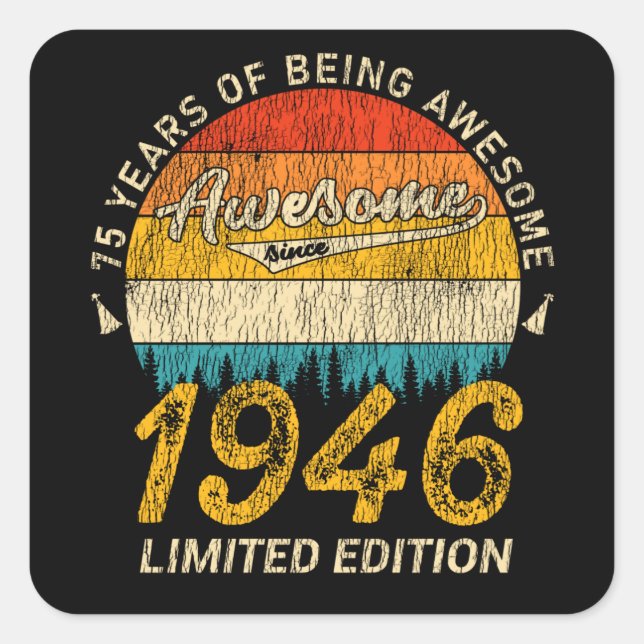 Sticker Carré 79 Ans 1946 Retro Awesome 79e anniversaire Cadeau (Devant)