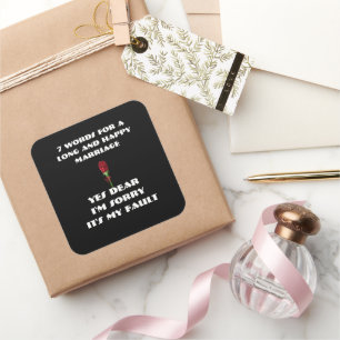 Sticker Carré 7 Mots Pour Un Mariage Long Et Heureux