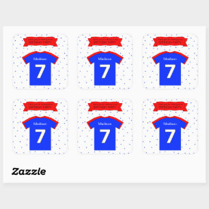 Sticker Carré 7ème anniversaire Texte personnalisé et nom