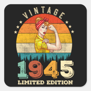 Sticker Carré 80 ans 1945 fantastique 80e anniversaire Cadeaux f