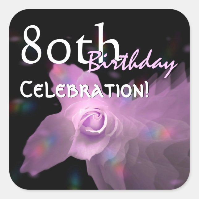 Sticker Carré 80e anniversaire de la fête Pink Dancing Butterfly (Devant)