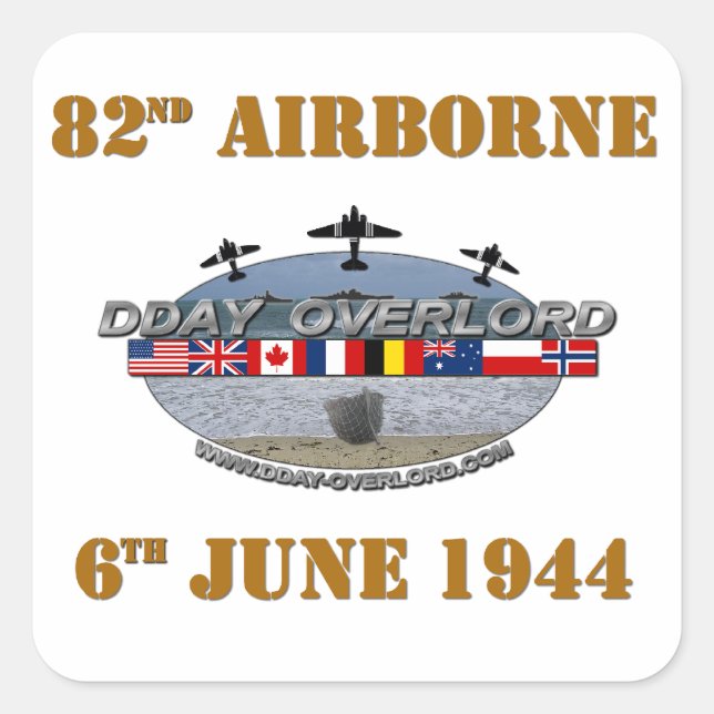Sticker Carré 82nd Airborne Division 6th June 1944 (Devant)