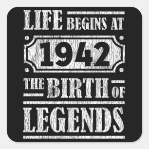 Sticker Carré 83 Ans 1942 Naissance De La Légende 83E Anniversai