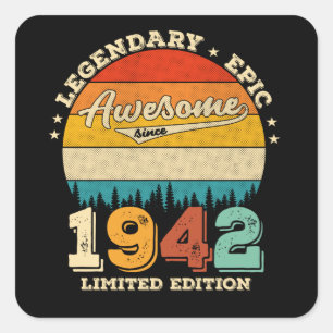 Sticker Carré 83 Ans 1942 Retro Awesome 83e anniversaire Cadeau