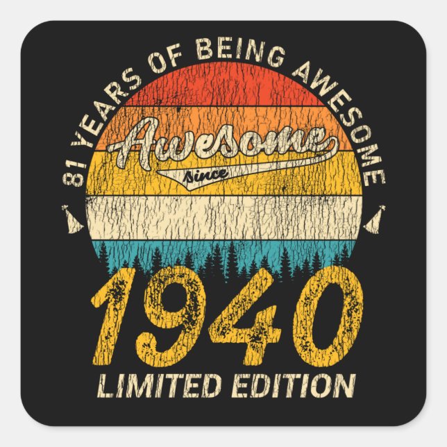 Sticker Carré 85 ans 1940 Retro Magnifique 85e anniversaire Cade (Devant)