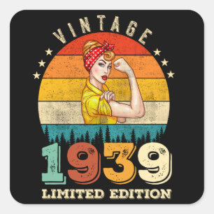 Sticker Carré 86 ans Anniversaire 1939 Vintage 86e anniversaire 