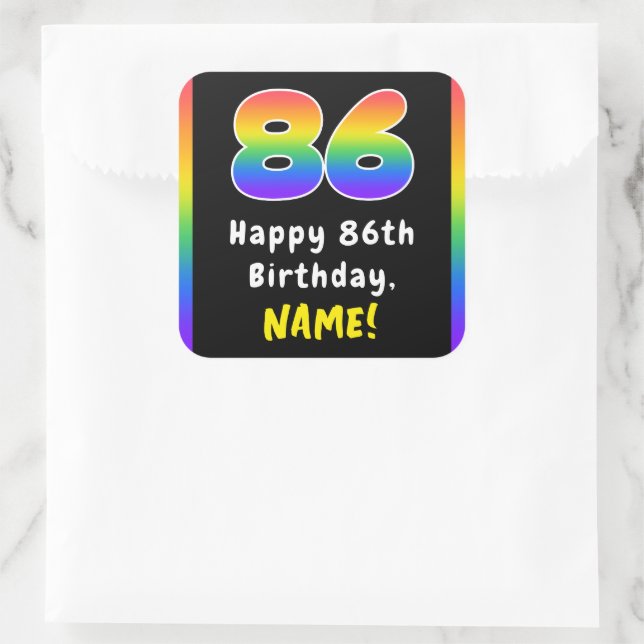 Sticker Carré 86e anniversaire : Rainbow Spectrum # 86, Nom pers (Sac)