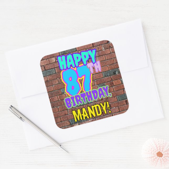 Sticker Carré 87e anniversaire - Amusant, Graffiti urbain inspir (Enveloppe)