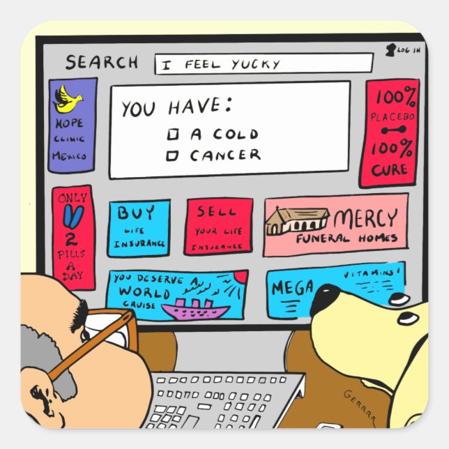 Sticker Carré 883 Caricature de diagnostic du moteur de recherch (Devant)