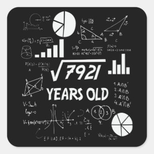 Sticker Carré 89 Ans Enseignant en mathématiques Anniversaires 8
