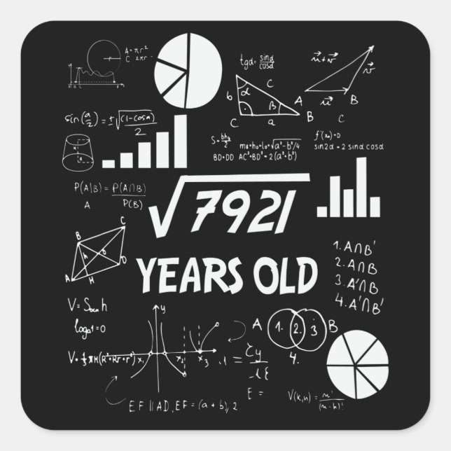 Sticker Carré 89 Ans Enseignant en mathématiques Anniversaires 8 (Devant)