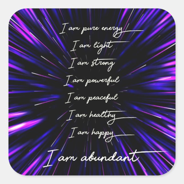 Sticker Carré 8 Affirmations positives pour l'abondance et le su (Devant)