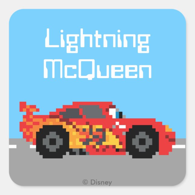 Sticker Carré 8 bits Lightning McQueen (Devant)