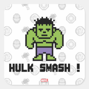 Sticker Carré 8Bit Hulk - Hulk Smash!