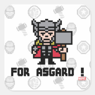 Sticker Carré 8Bit Thor - Pour Asgard!