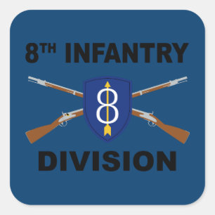 Sticker Carré 8e Division d'infanterie - fusils croisés - avec t