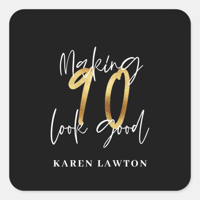 Sticker Carré 90 ans en or (Devant)